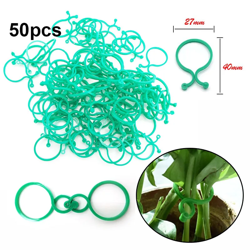 

50pcs Garden Vine Strapping Clips Bundled Buckle Ring Holder Tomato Plant Stand Support Tool Growing Upright Plant Holder