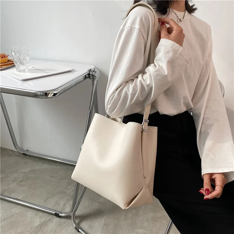 PU Leather Women Bucket Shoulder Bag Brand Luxury Solid Color ladies Handbags Casual Female Crossbody bags bolsas totes