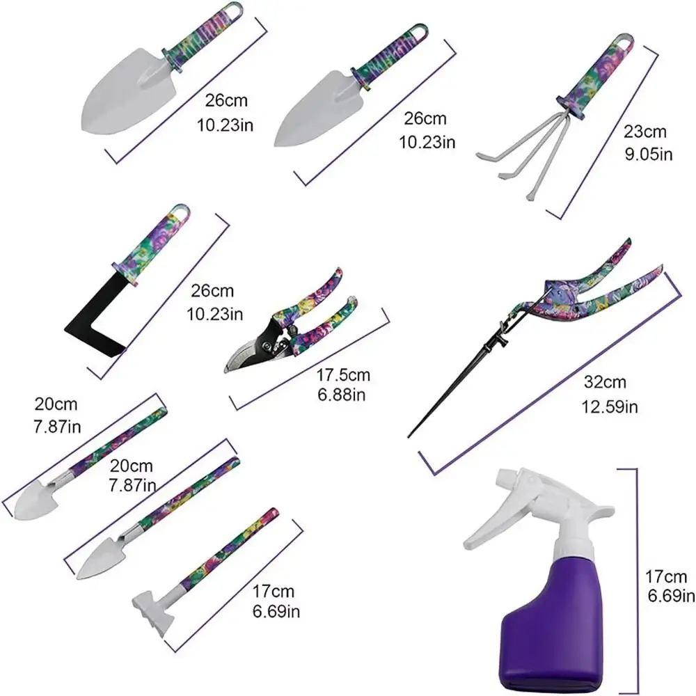 5/10Pcs Floral Print Horticultural Planting Tools Set Non-Slip Grip Ergonomic Handle Planting Garden Tools Kit Weeder Pruner