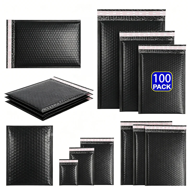 100pcs-black-bubble-mailers-self-seal-poly-padded-envelopes-shipping-bags-for-small-business-packaging