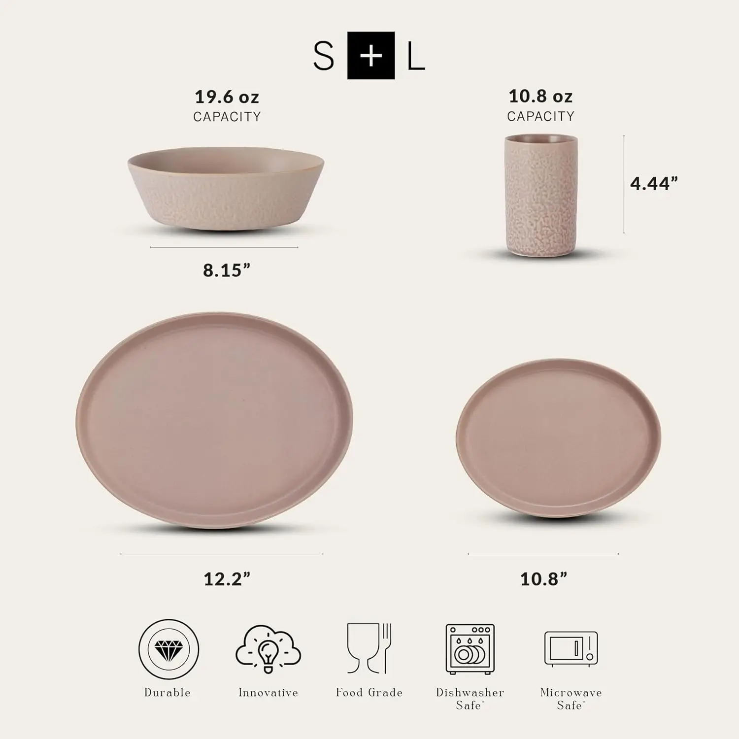 طقم أواني طعام من الخزف الحجري مكون من 16 قطعة من كاتاشي، عاري