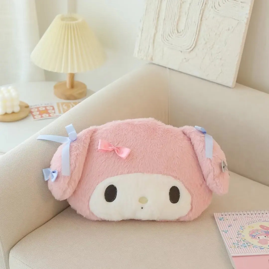 Sanrio-Funda de cinturón de seguridad con reposacabezas para asiento de coche, suave y cómodo cojín trasero, manta de almohada Kawaii, regalos de