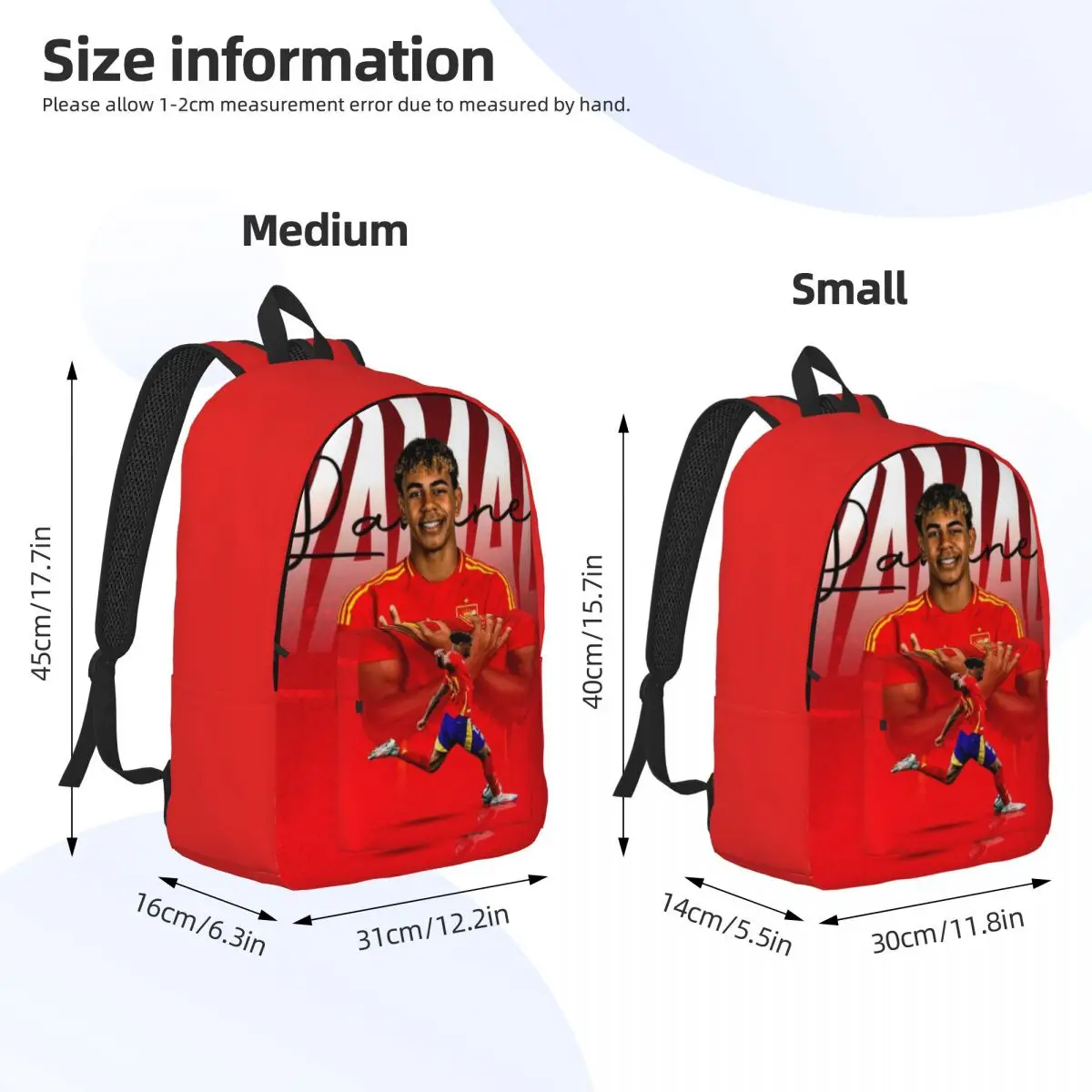 Love-Lamine-Yamal New Fashionable Pattern School Bag Print Lightweight Backpack 15.7in 17.7in