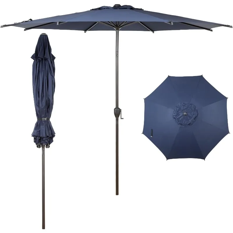 

9FT Lyon Outdoor Patio Umbrella Outdoor Table Umbrella with Push Button Tilt and Crank Market Umbrella