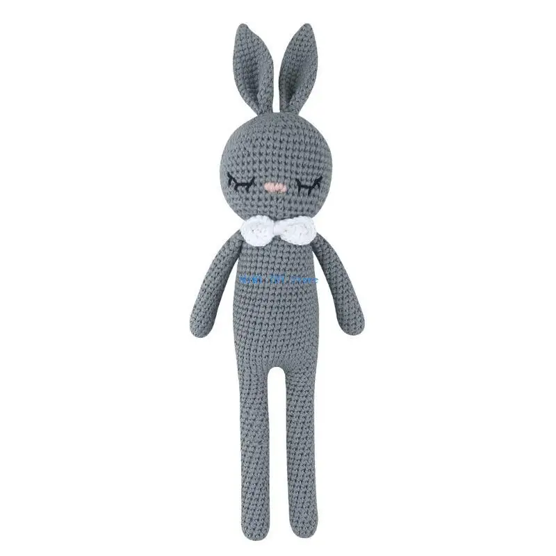 

24BE 33cm Crocheted Rabbit Cuddle Doll Stuffed Toy Rabbit Cotton Filled Loneliness Comfort Toy Toddler Kids Room