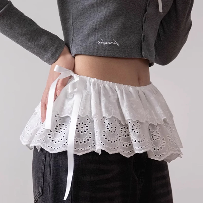 

Korean Fashion Summer Sweet Short Lace Hollow Fashion Layered Skirt