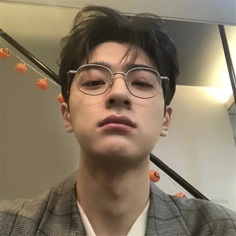 Korean Alloy Ins Anti-blue Round Glasses Men Lovely Plain Glasses Women Eyewear Cute Decorative Computer Glasses image 4