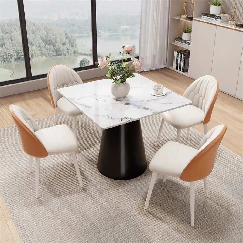 Square microcrystalline rock slab surface table and chair combination restaurant table computer table rock