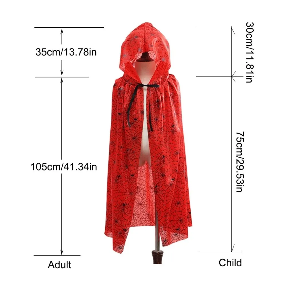 Mode Bloedvlek Halloween Kostuum Cosplay Props Plaid Grappige Halloween Death Cloak met Cap Dark Party Spider Web Cape Volwassenen