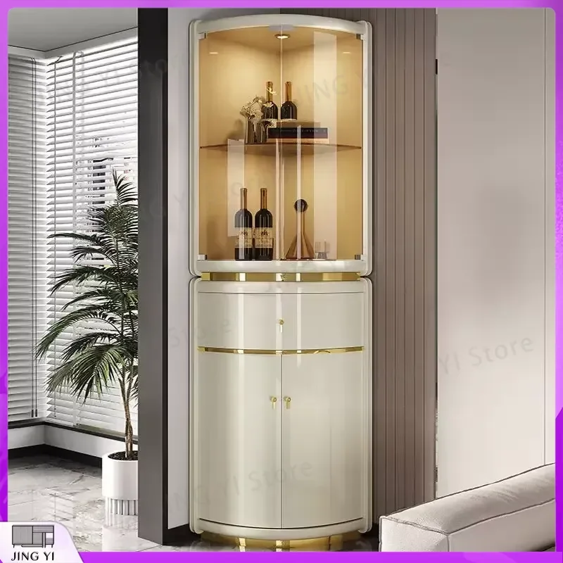 

White Modern Glass Wine Cabinet with LED Lighting Temperature Control Dual Zone Refrigeration for Home Bar Kitchen Storage