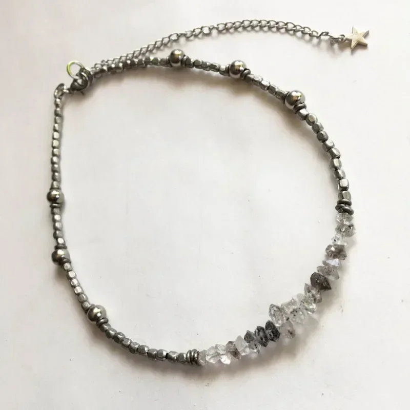 

10pcs Dainty Herkimer Vintage Silver Plated Bead Choker Necklace Tibetan Quartz Crystal Women Y2k Jewelry Boho Grunge Emo Arcane