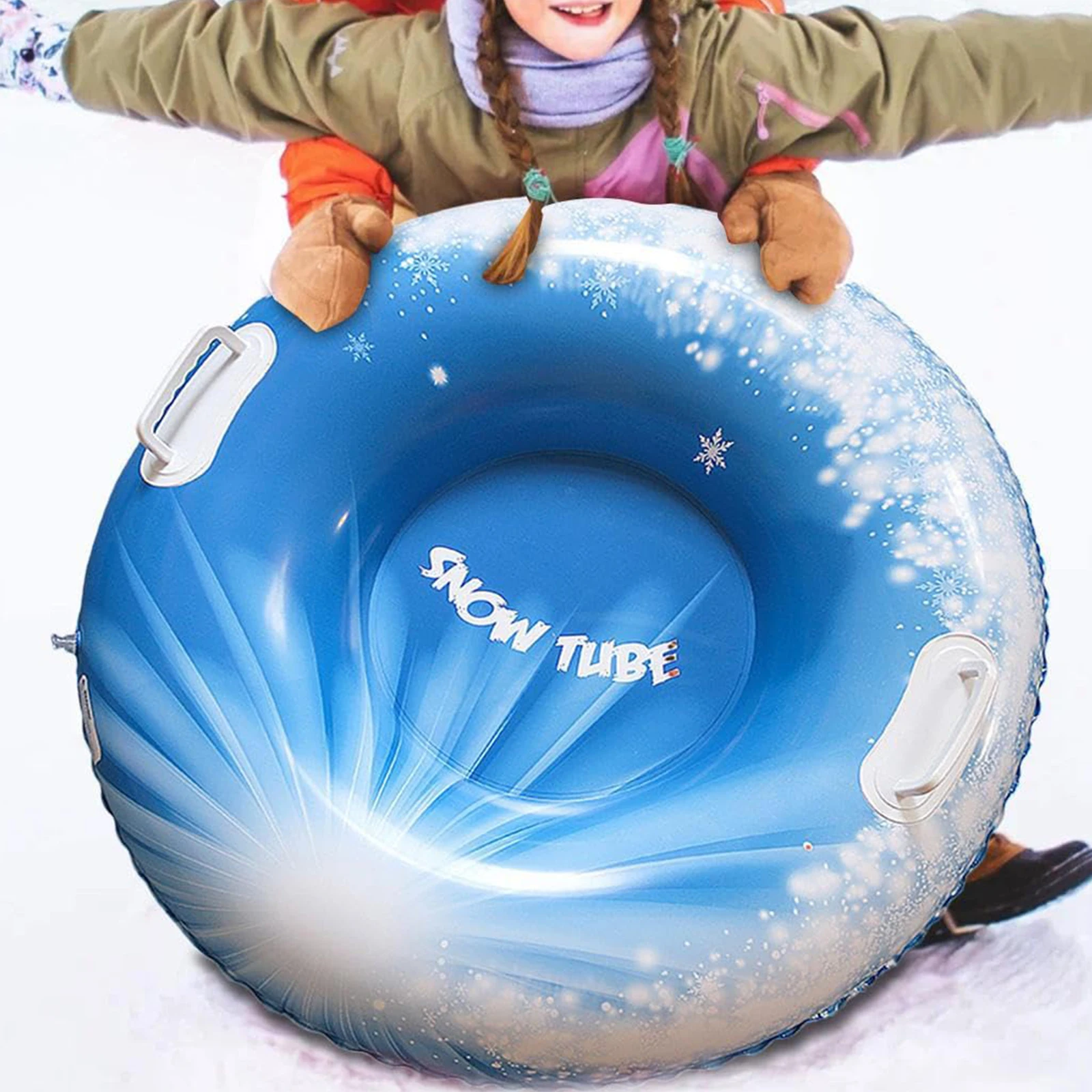 Inflatable Snow Tube Portable Winter Sledding Toy Winter Inflatable Snow Sled Skiing Tube Snow Ring for New Year Gift Outdoor