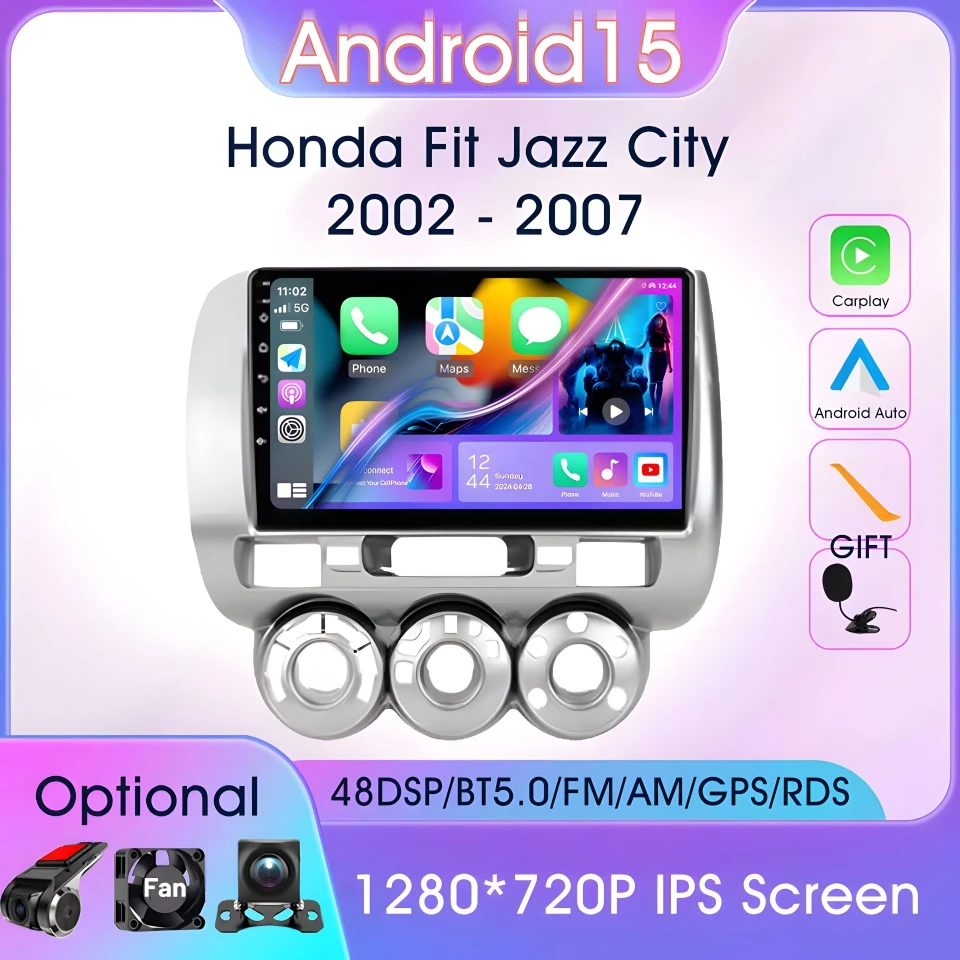 

LHD Android 15 Car Radio for Honda Fit Jazz City 2002-2007 GPS Navigarion DSP Stereo Car Multimedia Player Carplay Android Auto