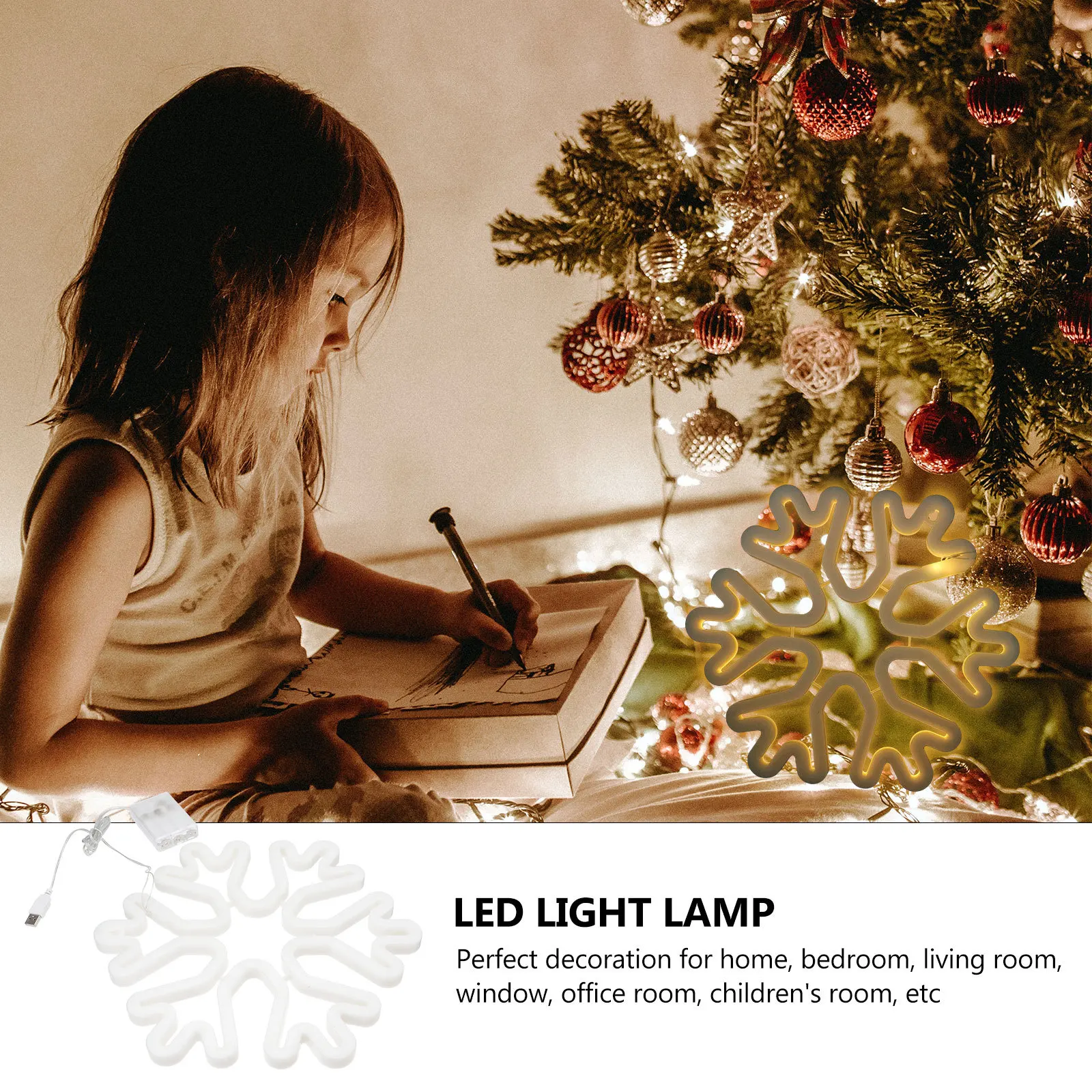 

LED Neon Sign Snowflake Shaped USB Operated Night Light Decorative Table Lamp for Home Party Living Room Bedroom