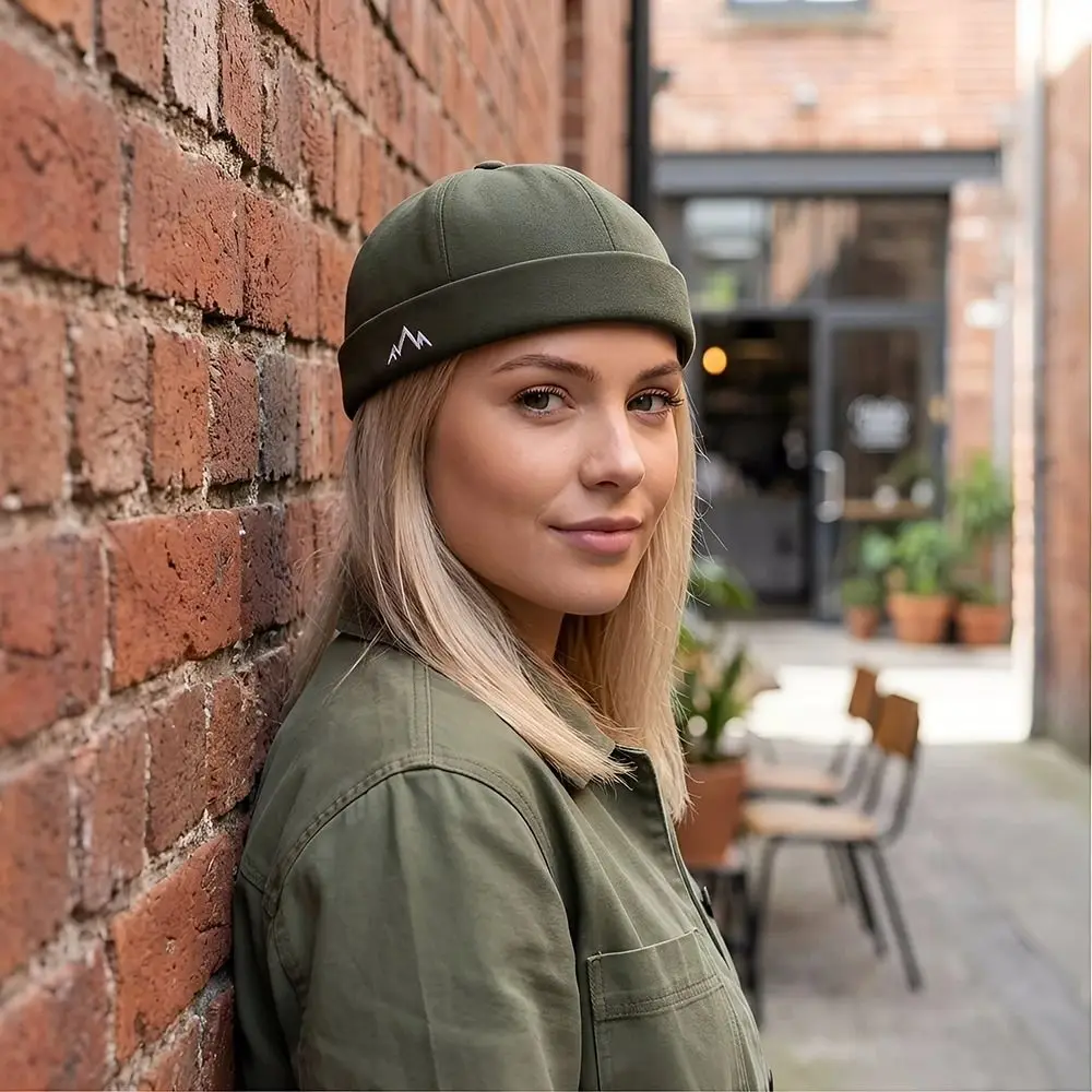 Fashion Vintage Dome Melon Cap Hip Hop Mountain Embroidery Brimless Skullies Cap Polyester Retro Beanie Hat Unisex