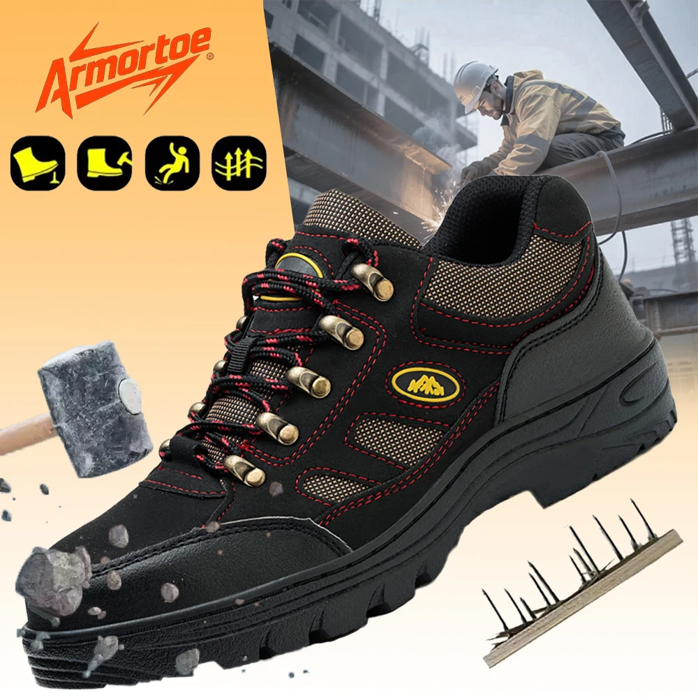 

ArmorToe All Season Microfiber Safety Shoes Steel Toe Puncture Proof Anti Fatigue Non-Slip Mountain Grip Work & Trek #Armor3004