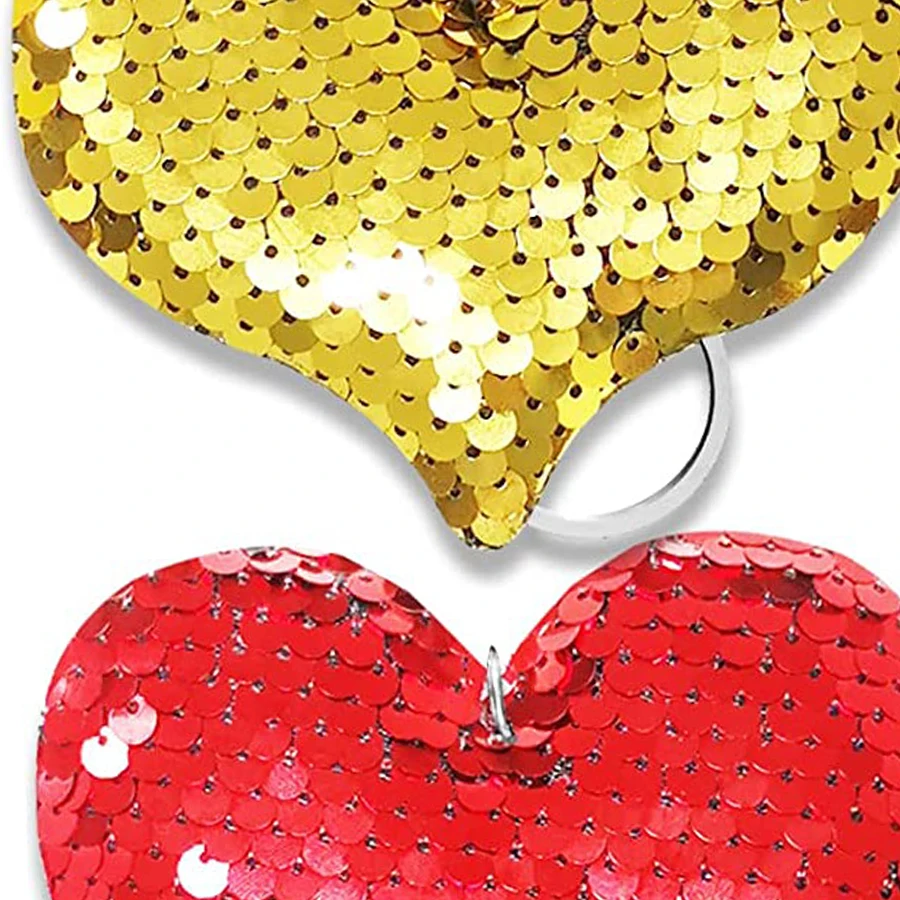 15pcs Flip Sequins Love Heart Key Chain Fashionable Luggage Accessories Pendant, Children Adult Party Gifts Back To School Gifts
