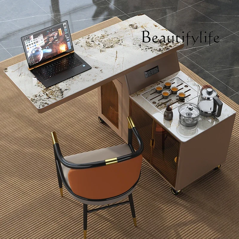 

BJ Mobile Rotating Telescopic Tea Table Light Luxury High-end Tea Table Simple Home Rock Slab Office Tea Table