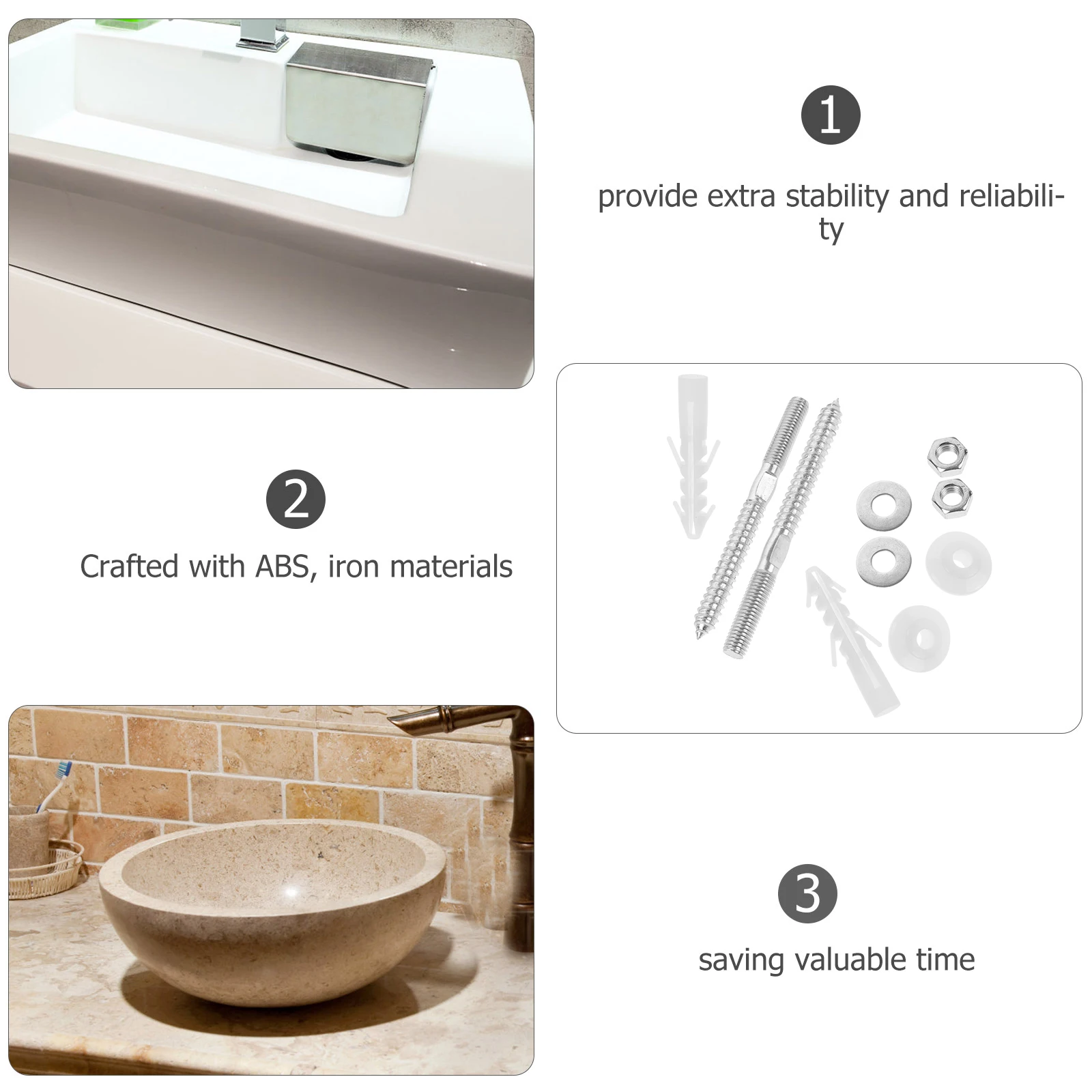 

Washbasin Installation Screws 10x180mm Basin Fixing Kit Extended Length Kitchen Sink Accessories Fastening Solution Drain Pipe