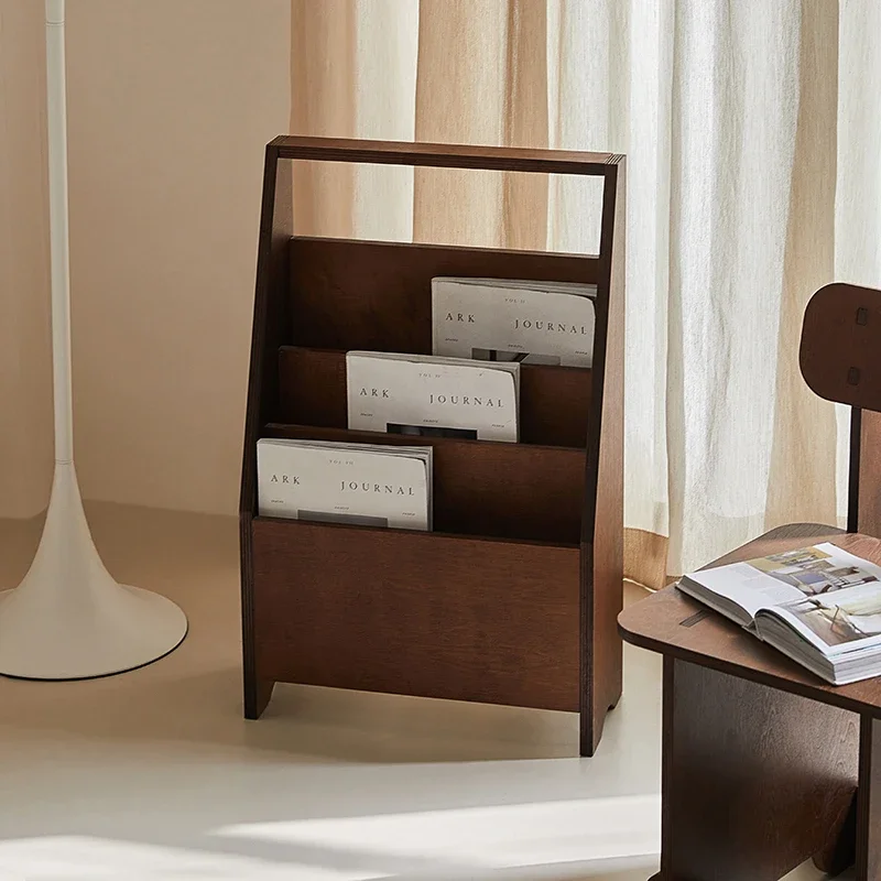 Solid wood magazine shelf Small bookshelf Internet celebrity marine board storage