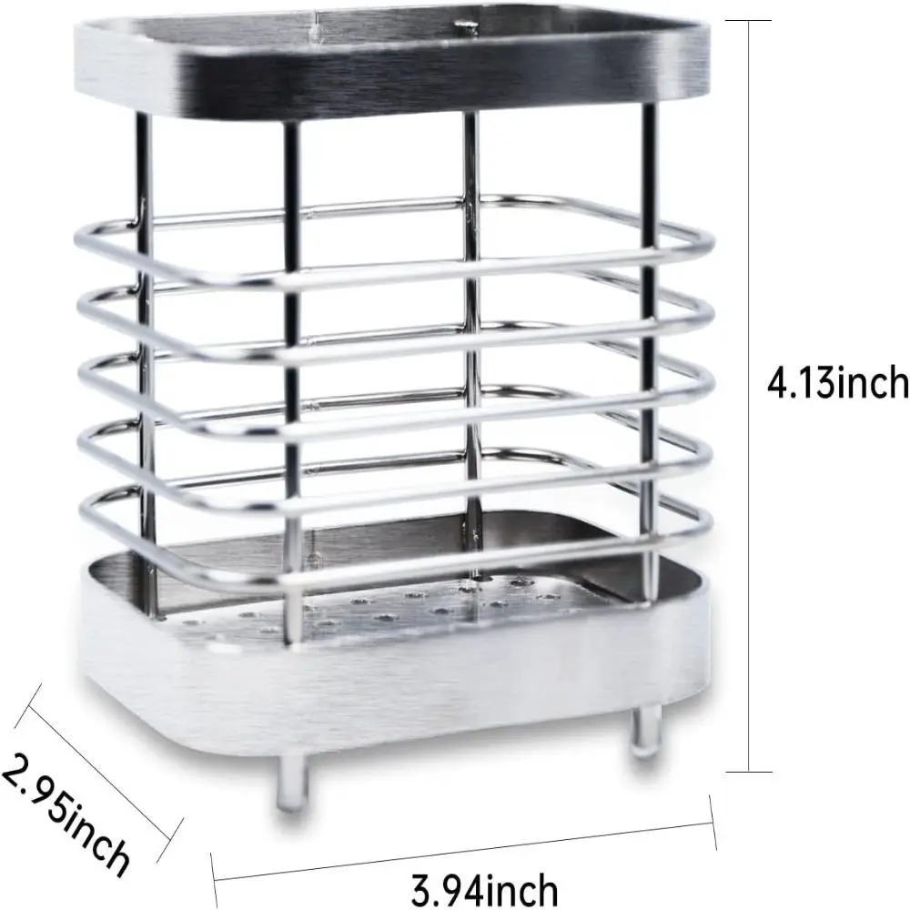 Silver Storage Shelf Easy To Clean Black Stainless Steel Toothpaste Holder Drain Rack Bathroom