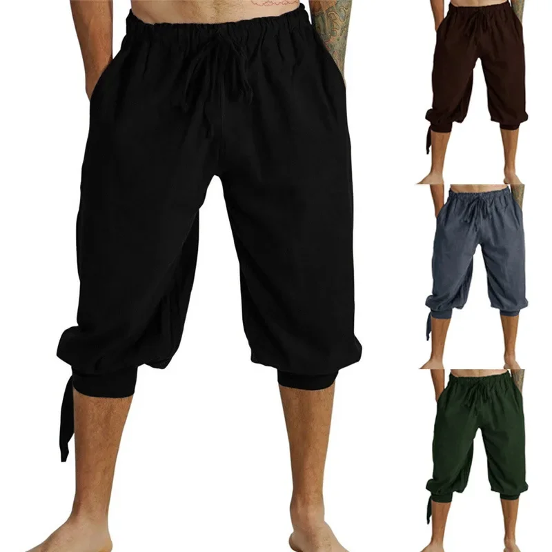 Pantalones medievales renacentistas para hombres, disfraz de pirata Vikingo, pantalones sueltos de Cosplay, pantalones bombachos de disfraz de jinete, disfraz de castañas