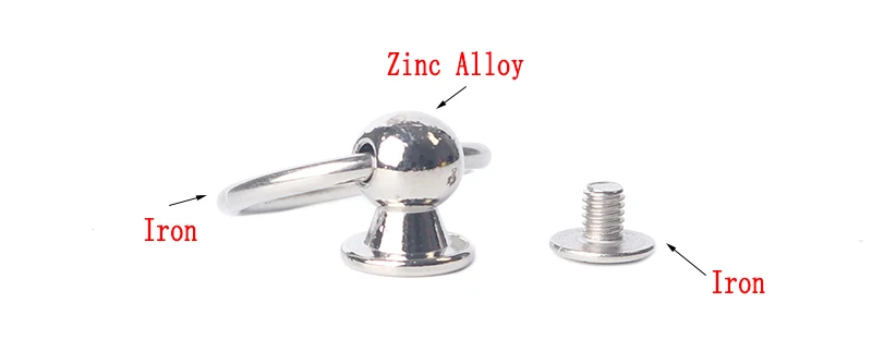 10 Sets 10mm Zinklegierung Kugelnieten mit O-Ring-Zuglasche für Handtaschen, Leder-Umhängetaschen, DIY-Bastelarbeiten – Detail 1