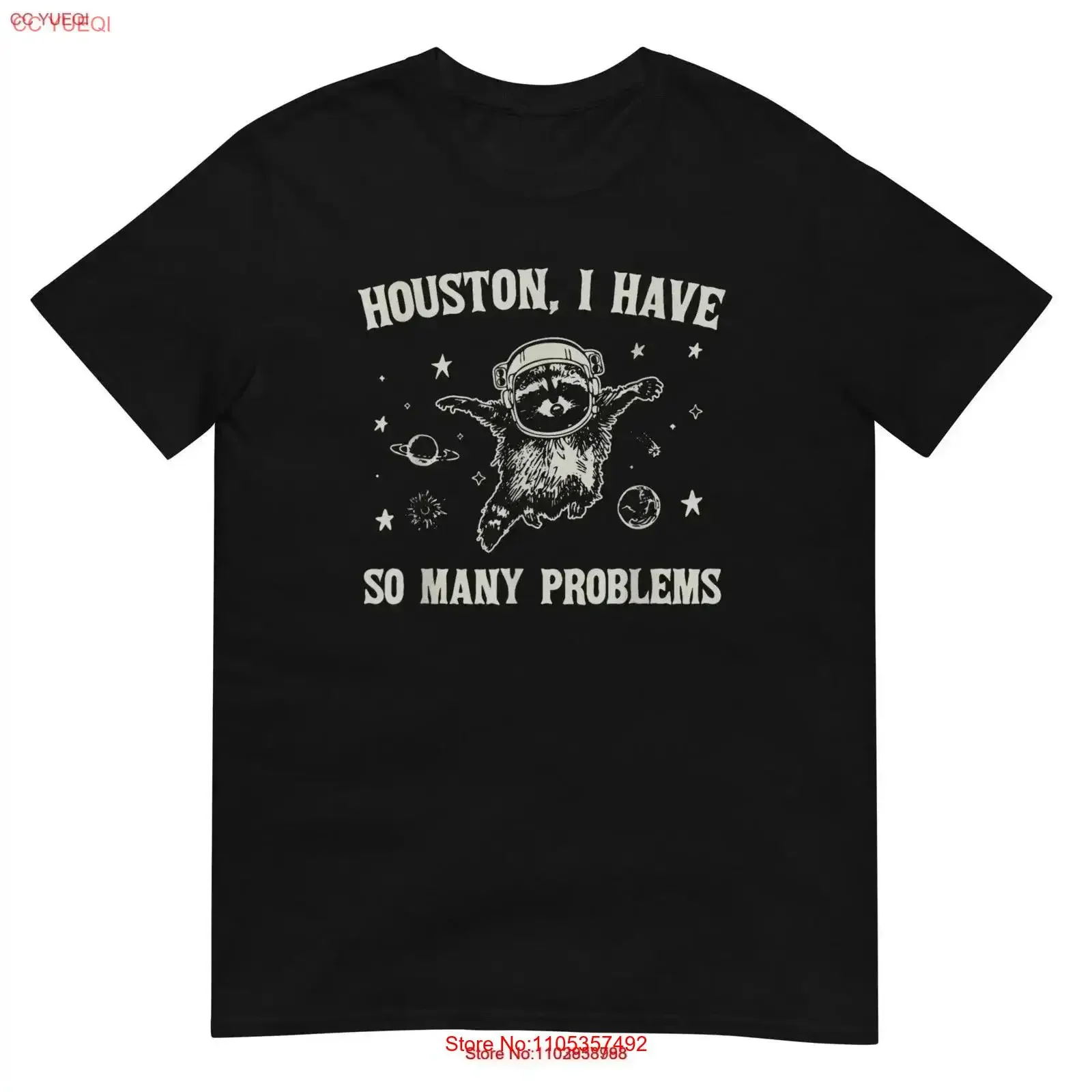 Houston I have So Many Problems T-Shirt im Vintage-Look, gewaschenes Oberteil für den Alltag, vielseitige Designerkleidung, atmungsaktiv, dehnbar
