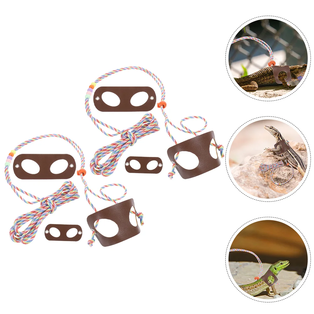 

2 Pcs Reptile Walking Leash Strap Accessories Portable Lizard Pu Wear-resistant