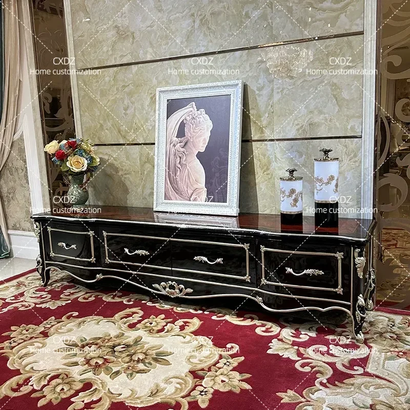 Luxury Solid Wood Coffee Table and TV Cabinet Combo Small Apartment Bedroom Floor Storage Unit Household Furniture