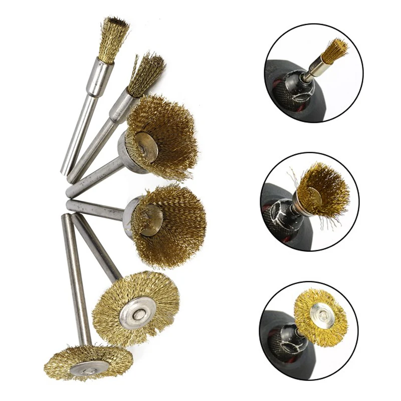 15Pcs/set Mini Wire End Brush Stainless Steel/Brass for Dremel 3mm 1/8\