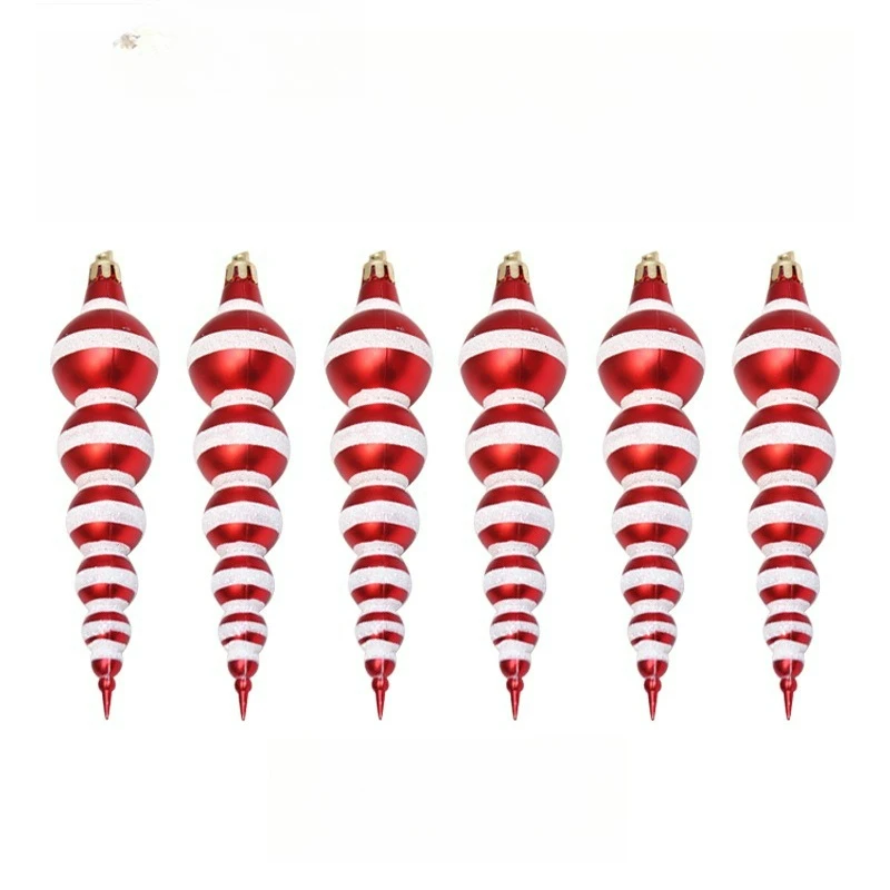 

6pcs Gourd Ball Hanging Naments Plastic Christmas Tree Decorations Holiday Xmas Door Pendant Home Accessories