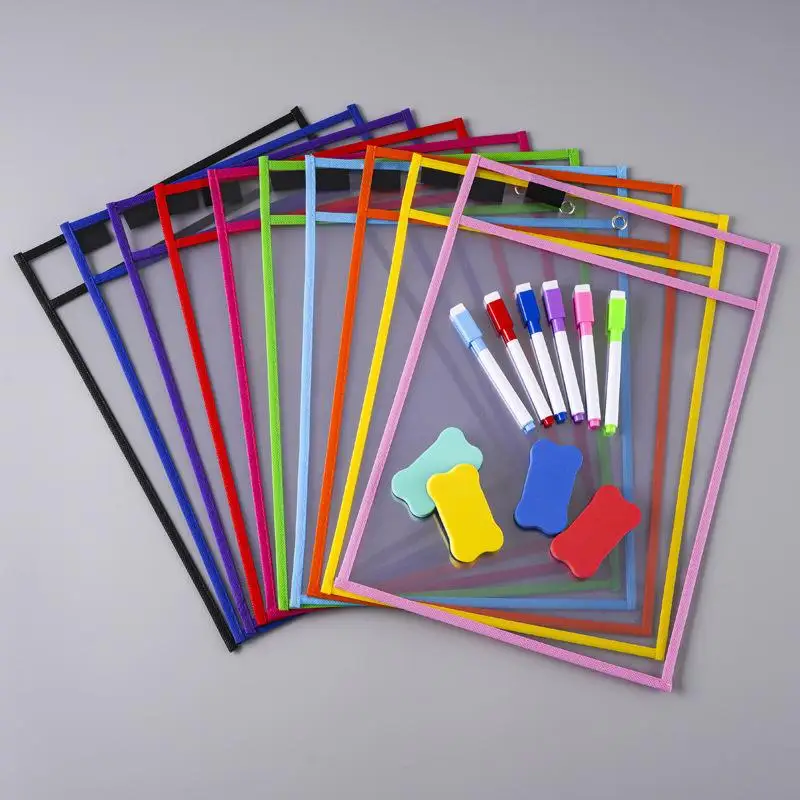 New Document Storage Bag Reusable Waterproof Clear Color Random File Folder Dry Wiping Kids Drawing Board For School Office
