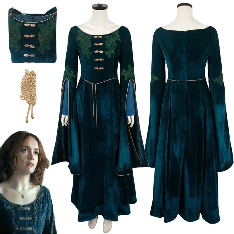 

Alicent Cosplay Fantasy Velvet Dress TV Dragon 2 Cosplay House Costume Disguise Adult Women Roleplay Fantasia Outfits Female