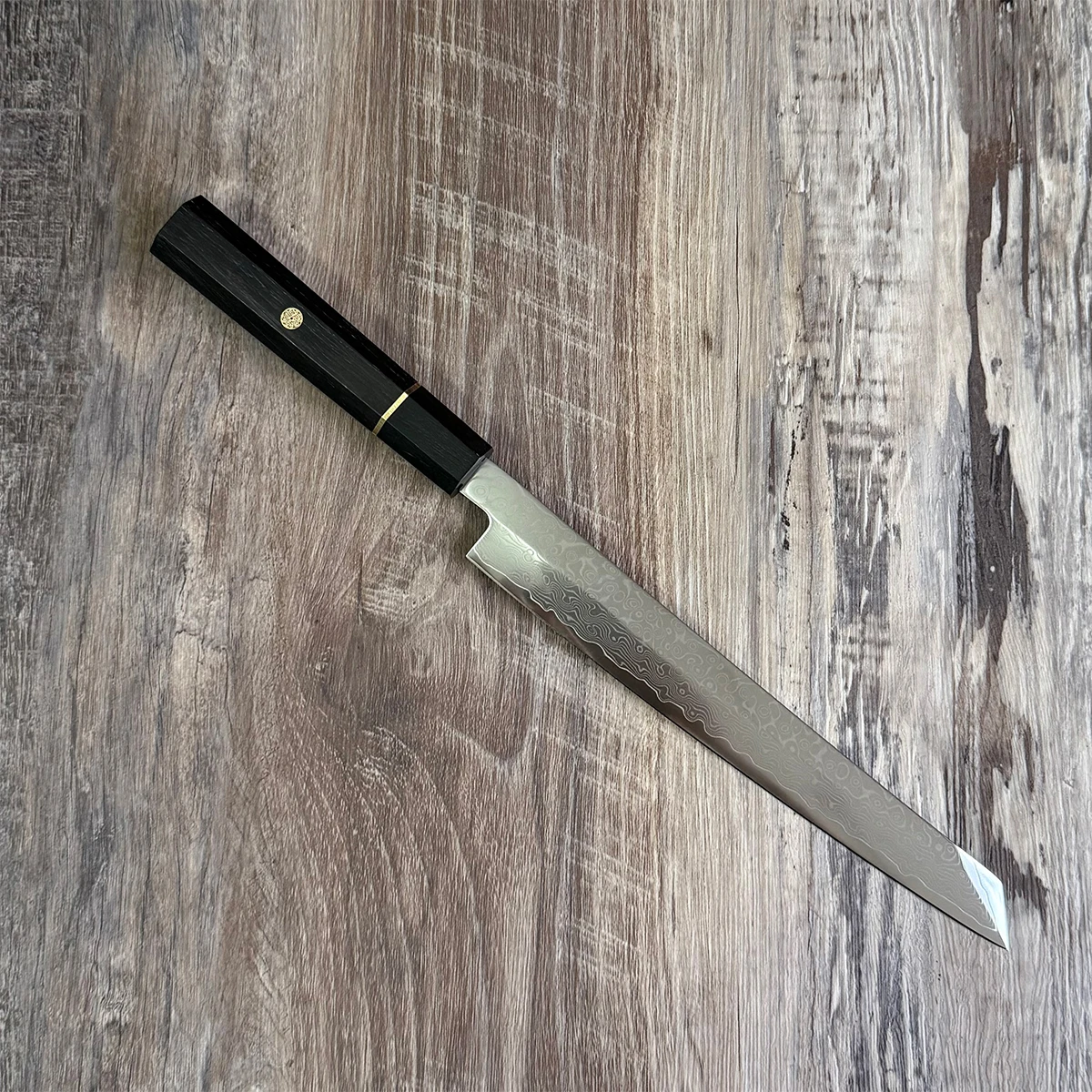 

Sashimi Knife Single-edged Blade Damascus VG10 Steel Chef Cleaver Ham Slicing Sushi Kiritsuke Kitchen Sharp Knife Ebony Handle