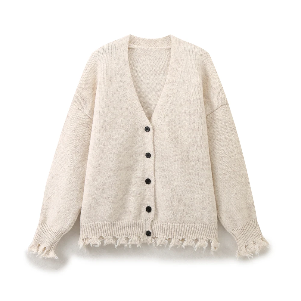 JNLEAOG Cárdigan Abierto de Punto Informal y Moderno para Otoño, Cárdigan de Mujer con Cuello en V, Manga Larga, Color Sólido...