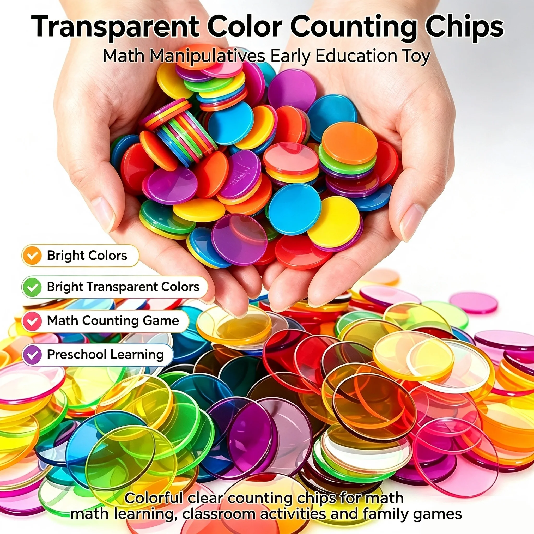 100PCS Color Plastic Disc Teaching Game Coin SMT Game Accessories Chess and Board Game Chip Coin DIY