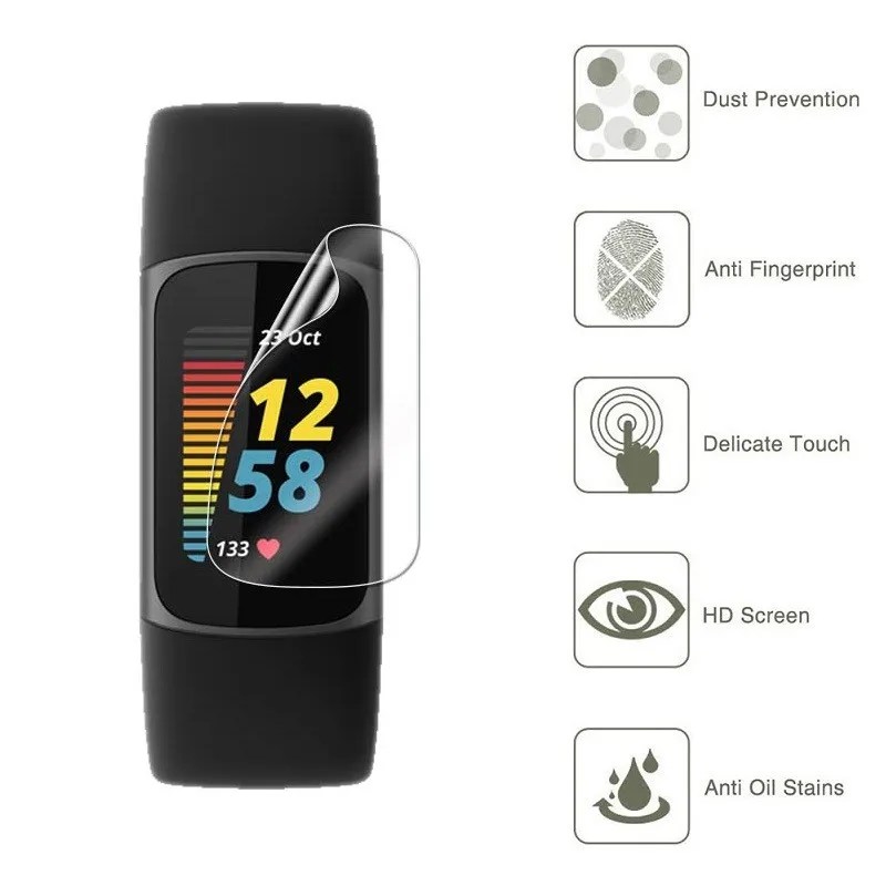 2 قطعة لينة بولي TPU واضح طبقة رقيقة واقية ل Fitbit تهمة 5/4/3 الذكية الفرقة معصمه واقي للشاشة غطاء Smartband اكسسوارات