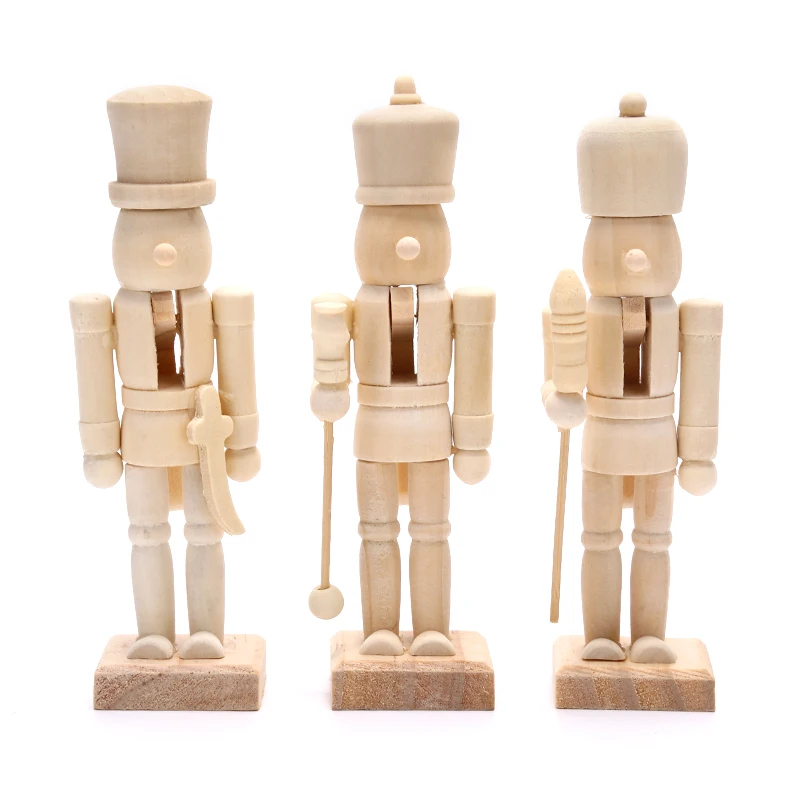 Wooden Crafts DIY 12CM Nutcracker Doll Soldier Shape Puppet Handmade New Household Craft Decoration