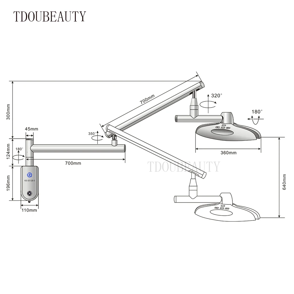 TDOUBEAUTY New Upgrade 90W LED Micro Plastic Surgery Lamp Wall-Mounted Medical Examination Lamp for Dentistry，Pet Inspection
