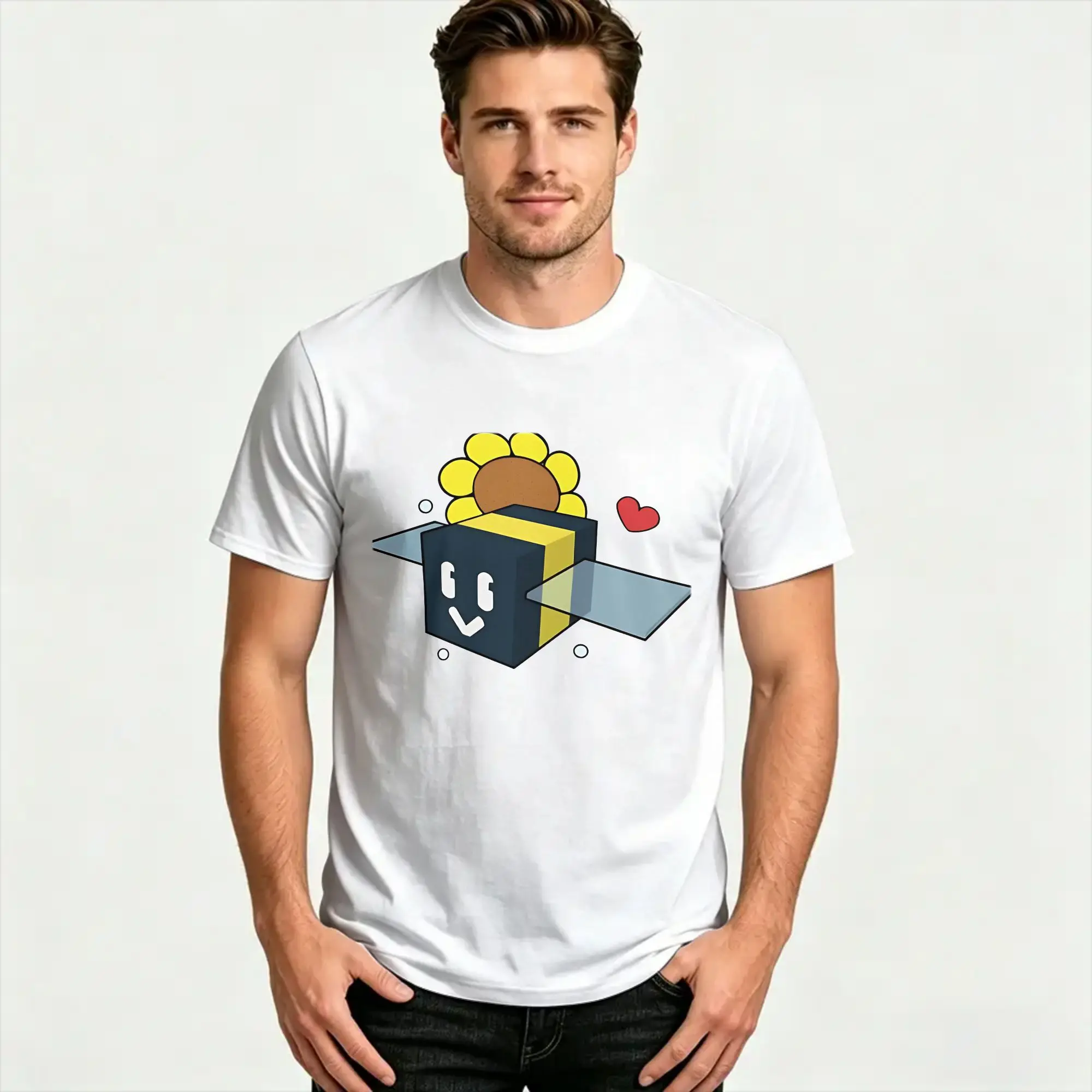 GamingBee swarm simulator  T Shirts Men Women's 100% Cotton Novelty T-Shirts Crewneck Tees Short Sleeve Tops Original