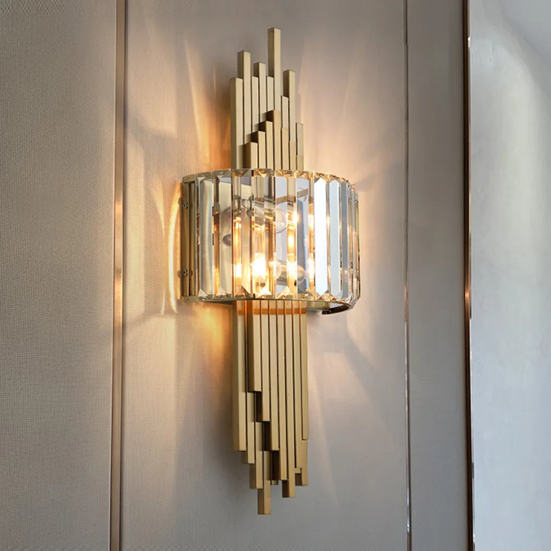 Light Luxury Postmodern Crystal Wall Lamps Creative Art Luminaires Bedsides Living Room Background Wall Hanging Lights Corridor