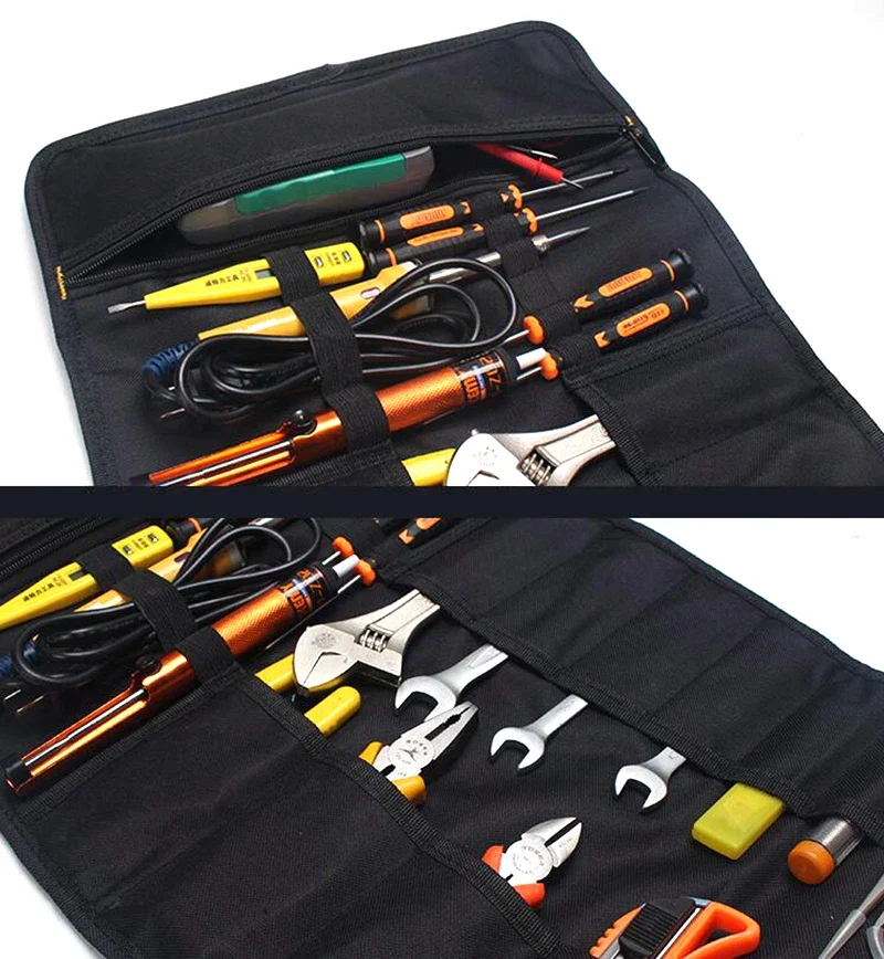 Portable Tools Pouch Case Organizer Holder Multifunction Oxford Cloth Wrench Bag Folding Tool Roll-up Bag Storage Pocket