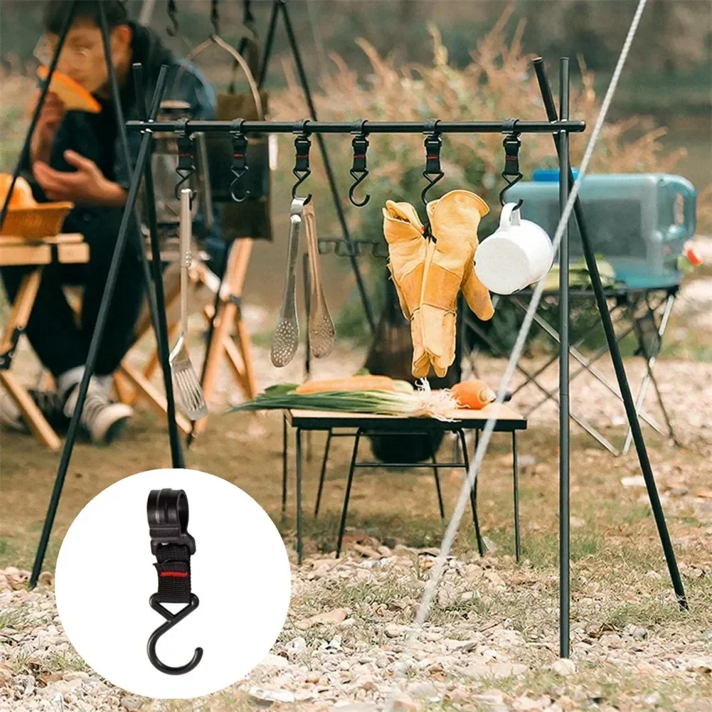 Outdoor Camping Hook Kitchen Tableware Hanging Hook Clothes Storage Stand Hook Moveable S-Shaped Awning Tent Hooks Accessories