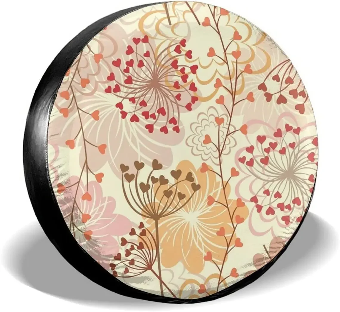 Fall Decor Seamless Floral Retro Spare Tire Covers Cute Car Accessories for Women Rv Tire Covers for Trailers  SUV Truck and