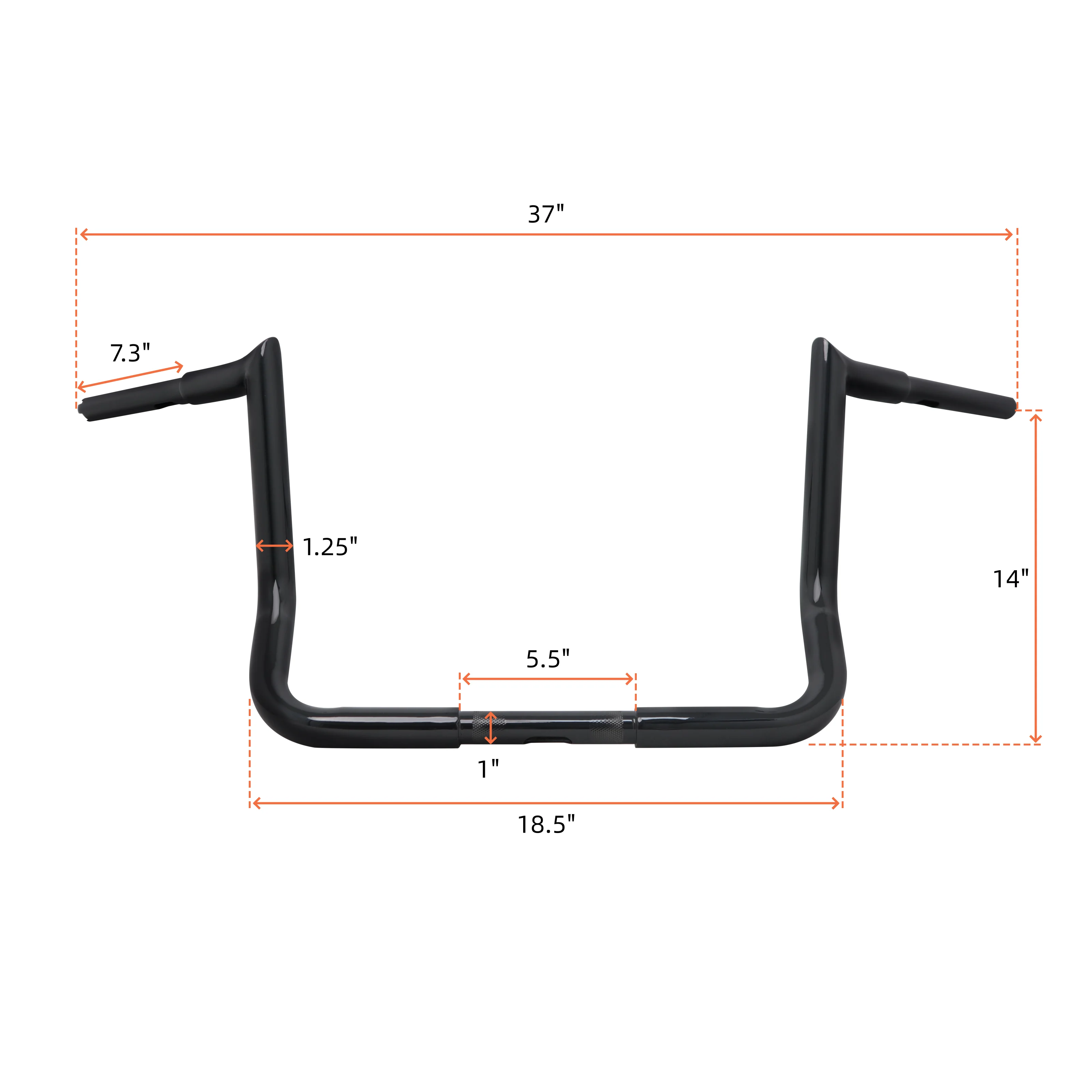 Street Glide Ape Hanger Stuur 10/12/14/16 "Rise 1,25 inch Diameter voor Harley Touring 1986-2024 Street Electra Glide Ultra
