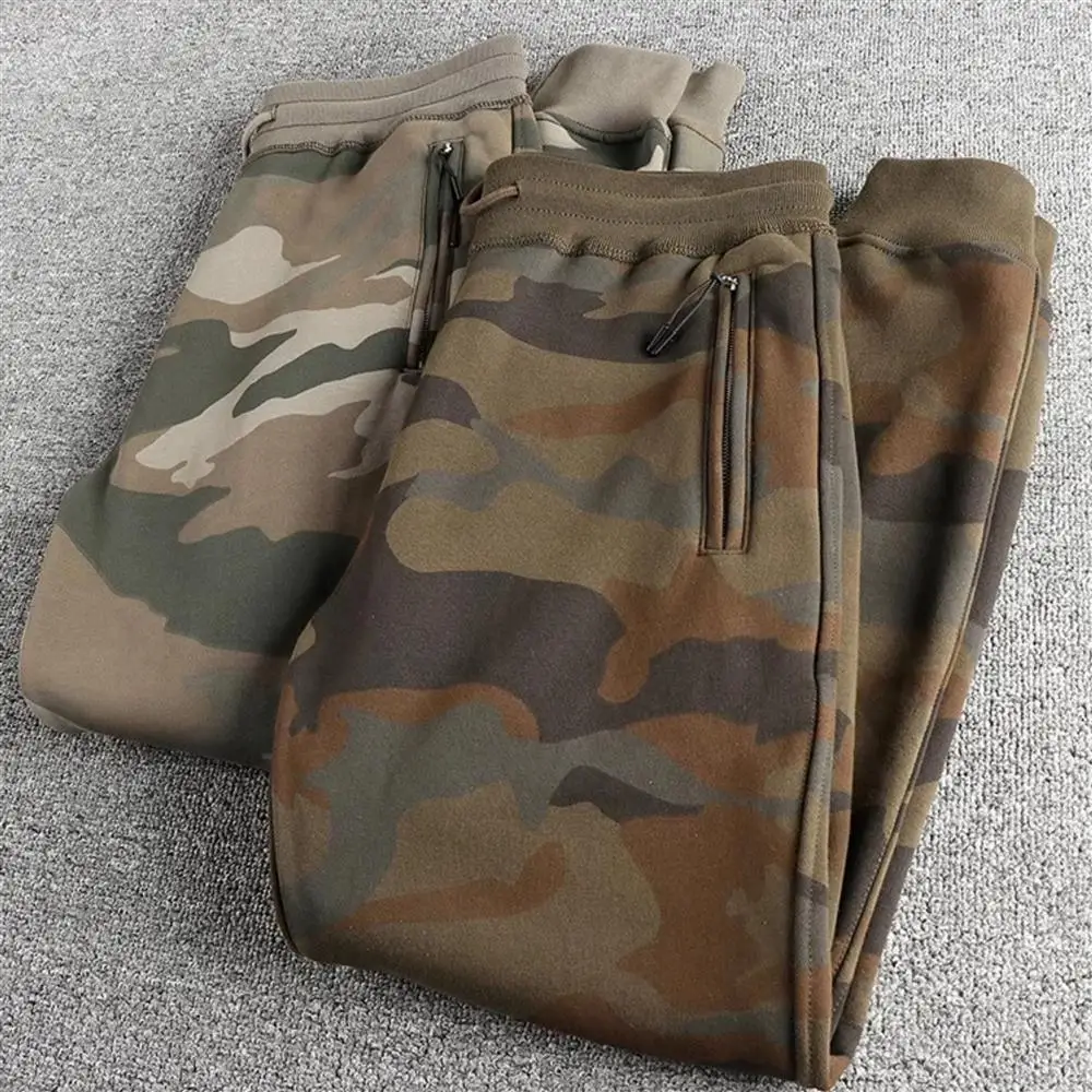 

Men's Camouflage Pants Autumn Winter Warmth Casual Slim Fit Zipper ket Sports Sweatpants Youth Trendy Long Trousers
