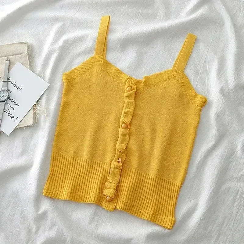 

ITOOLIN женские укороченные топы на пуговицах, женские однотонные уличные укороченные топы на бретелях, женские укороченные топы на бретелях, летние