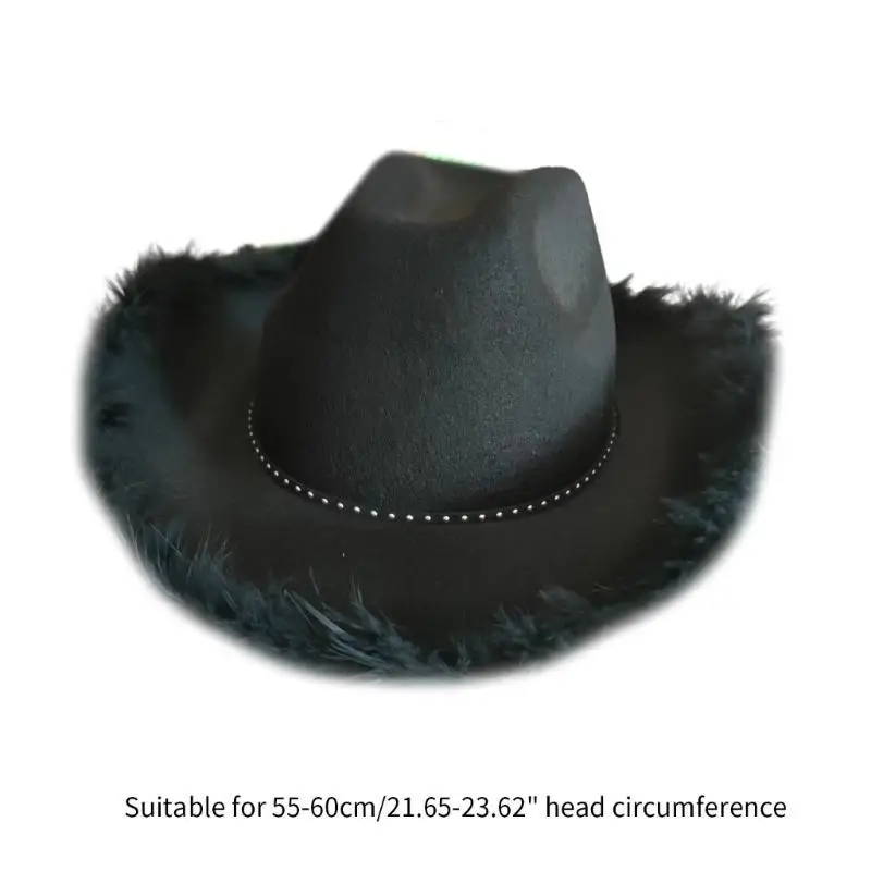 P9FE Cowboyhut, pelzige Federn, Ritterhut für Disco, Haus, Cocktailpartys, Urlaub, pelzige Federn für Komiker, Schauspieler