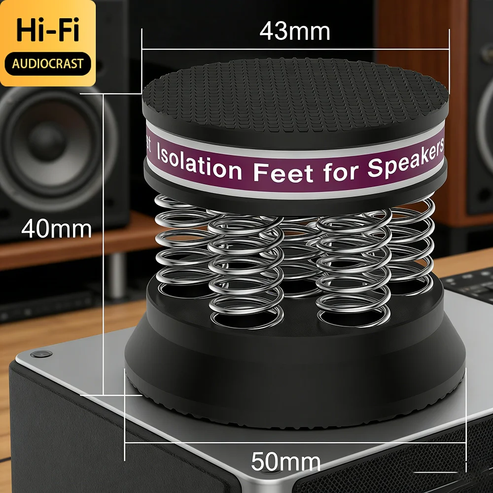 High Quality Audiocrast 4PCS Black Aluminum Spring Speakers Spikes Isolation Stand for HiFi Amplifier/Speaker/Turntable/Player